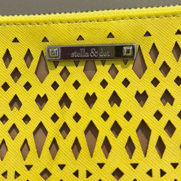 STELLA & DOT Perforated Yellow Clutch Handbag - Picture 2 of 7